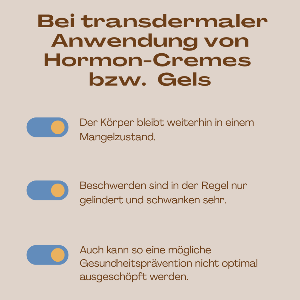 Anwendung transdermaler Hormoncremes
